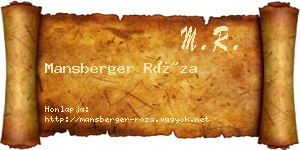 Mansberger Róza névjegykártya